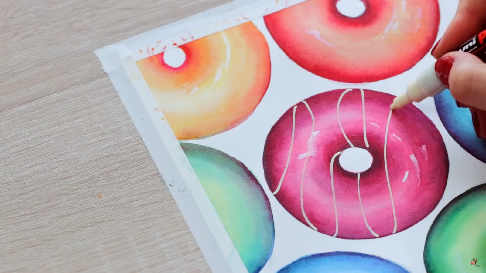 4 Easy Watercolor Painting Ideas – How to Paint Donuts with Watercolors!